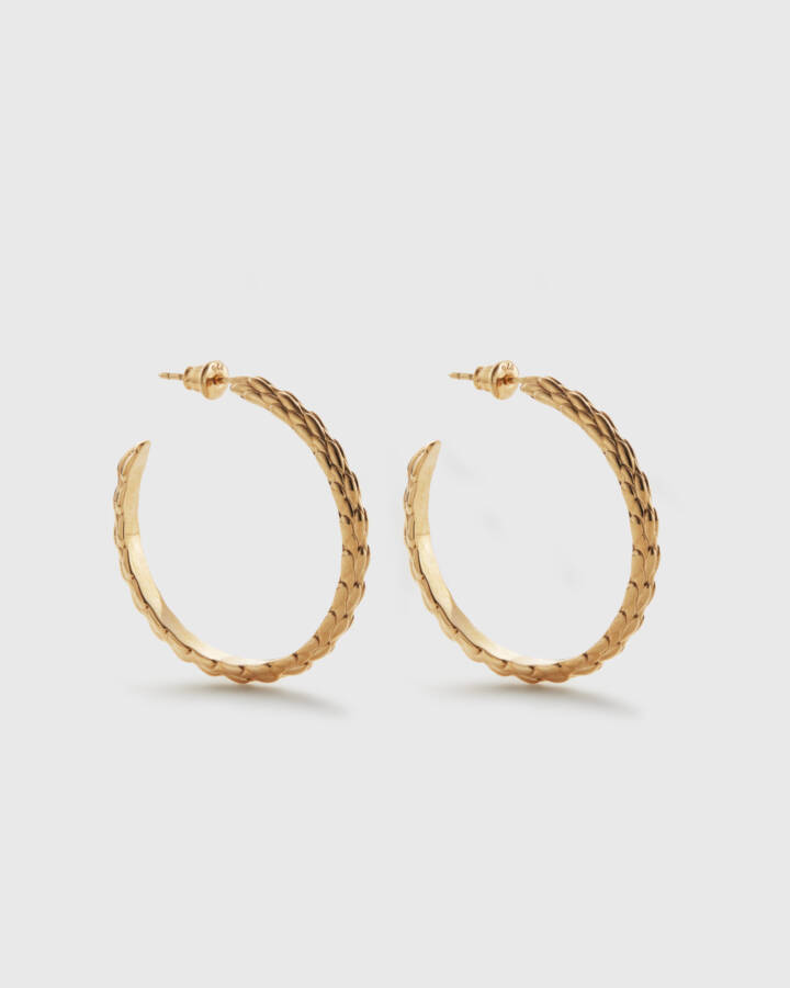 Viper Hoop Earrings, Gold, Wildsons, Product Image