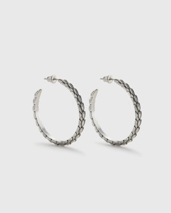 Viper Hoop Earrings, Silver, Wildsons, Product Image