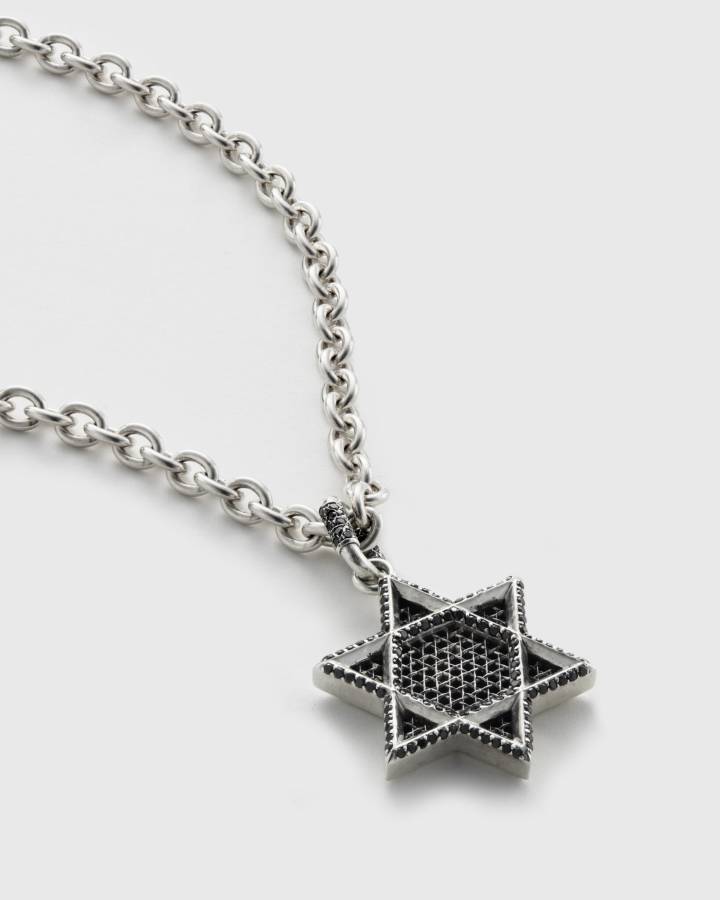 Kavod Pendant Charm - Silver & Black Diamonds, Gematria, Product Image